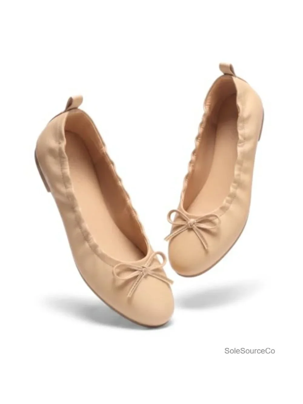 Women's Ballet Flats, Bow Round Toe Slip On Dress Shoes Comfortable Work Flats